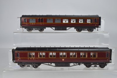 Lot 605 - In the style of Exley O Gauge, LMS corridor coach all 3rd No 459 and possible All 1st restaurant car No 2715 (2)