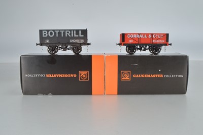 Lot 635 - Dapol O Gauge wagons 'Bottrill' Chichester open wagon and GM7410101,  'Corrall & Co Ltd', open wagon, (2)
