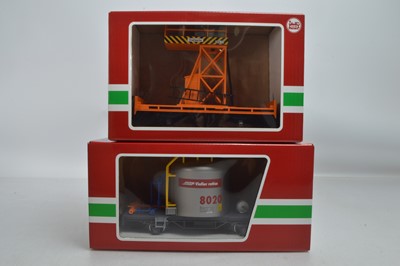 Lot 818 - LGB G Gauge  Cement Silo Wagon and Platform Car (2)