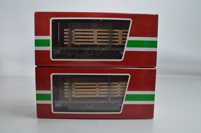 Lot 819 - LGB G Gauge Swiss Rhb Stake Cars with Loads (2)