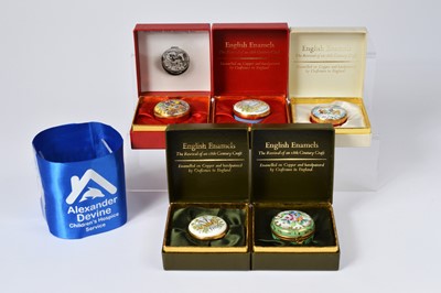 Lot 5 - Five Crummles enamelled pill boxes