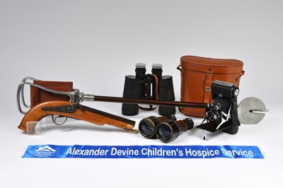 Lot 31 - Binoculars (2 pairs), folding shooting stick