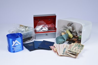 Lot 70 - A large collection of banknotes and coins