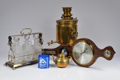 Lot 73 - Tantalus (3 carafes), two barometers, samovar