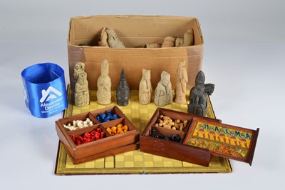 Lot 113 - A Halma board game and pieces