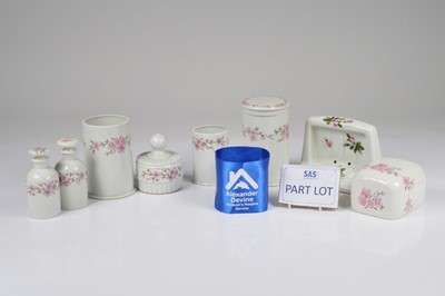 Lot 121 - A collection of mid 20th century French porcelain bathroom accessories and decorations