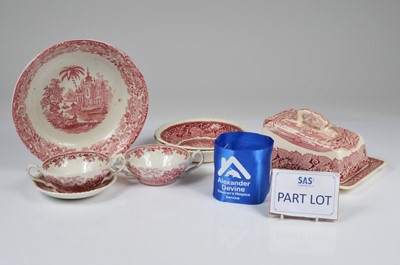 Lot 122 - A collection of red transfer printed pottery