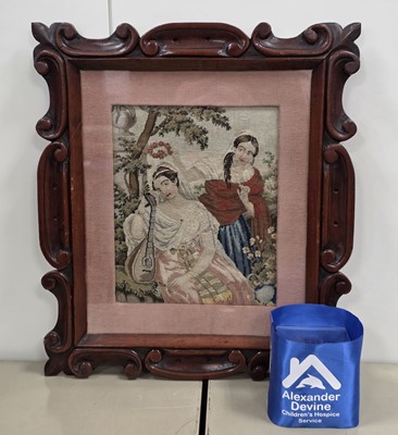 Lot 149 - A needlework depiction of two ladies with a lute