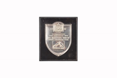 Lot 76 - A Gramophone Co Commemorative silver shield for the 1937 Coronation