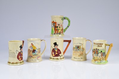 Lot 86 - A selection of six Crown Devon Fielding's John Peel Musical tankards