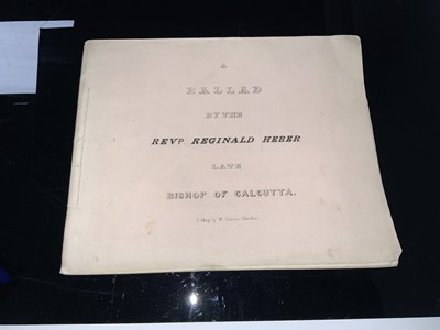 Lot 150 - Rev Reginald Heber (1783-1826)  (British Bishop In India) "A Ballad By The Revd. Reginald Heber, Late Bishop Of Calcutta". Verses followed by eight  gothic style lithographic illustrations.