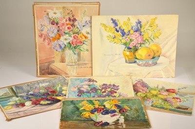 Lot 281 - A collection of six unframed Frances M Blair still life paintings