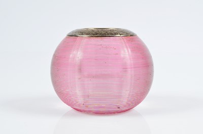 Lot 298 - A pink glass ribbed globular match strike