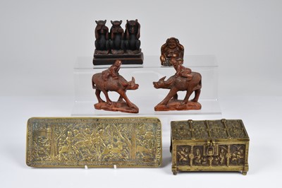 Lot 316 - A vintage Gothic Revival brass casket Jewellery box