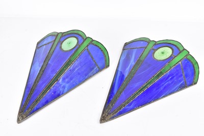 Lot 319 - A pair of Art Deco Style stained glass sconces