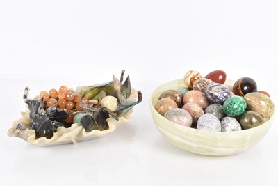Lot 327 - A collection of hardstone eggs