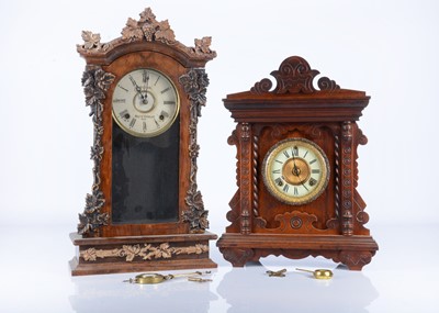 Lot 353 - Late Victorian 8 Day Shelf Clocks (2)