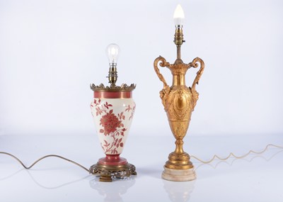 Lot 356 - Victorian and Later Table Lamps and Cartouche Wall Mirror (3)
