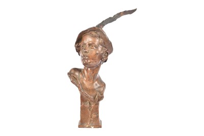 Lot 381 - An Art Nouveau 'Austrian' bronze bust of a male whistling
