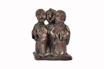 Lot 387 - A bronzed figure of three children singing