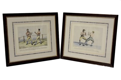 Lot 411 - A pair of Hand Coloured Boxing Etchings