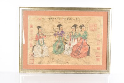 Lot 430 - A Chinese print of Four Geisha's Playing Musical Instruments
