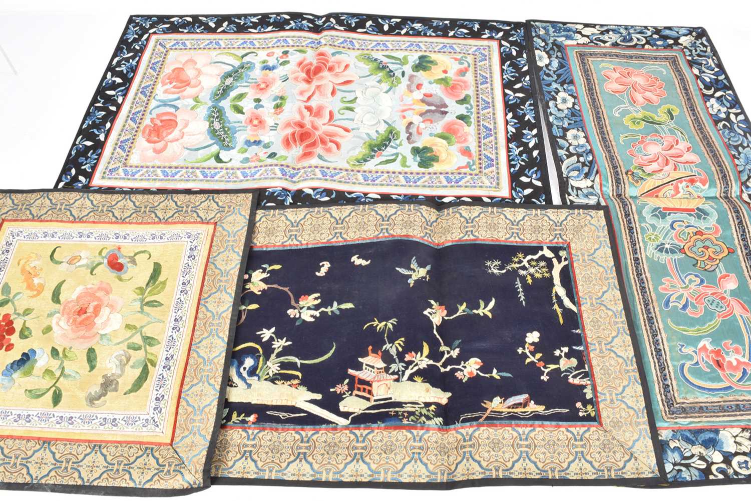 Lot 435 - Four Chinese Silk Embroidery Panels