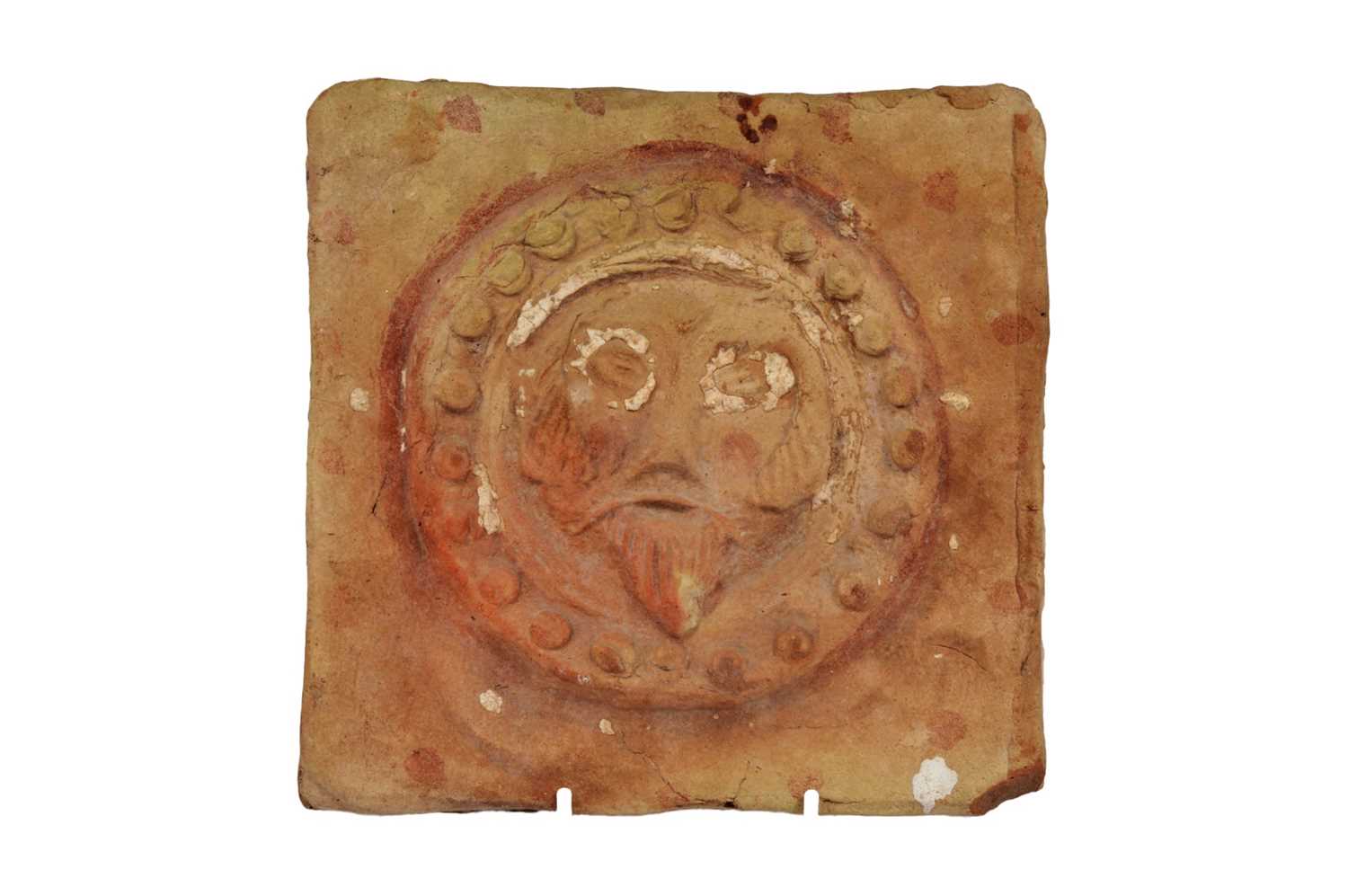 Lot 457 - A byzantine terracotta tile depicting Christ with a mandorla