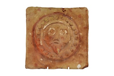 Lot 457 - A byzantine terracotta tile depicting Christ with a mandorla