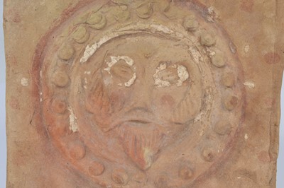 Lot 457 - A byzantine terracotta tile depicting Christ with a mandorla