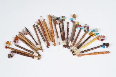 Lot 461 - A collection of twenty five wooden lace bobbins