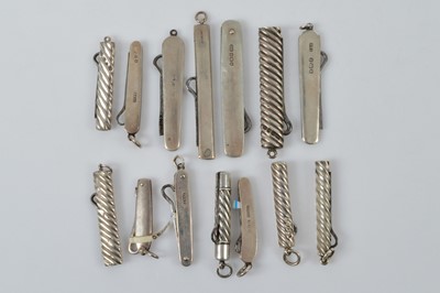Lot 577 - A collection of silver cased hinged retractable button hooks