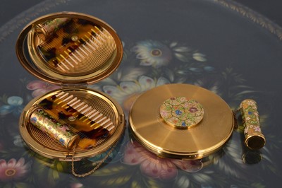 Lot 620 - Two circular 1950s gilt metal Le Rage compacts