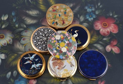 Lot 640 - Seven 1950s and later unmarked circular compacts