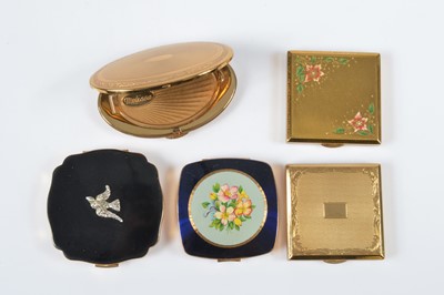 Lot 669 - Five gilt metal Melissa compacts c1950s