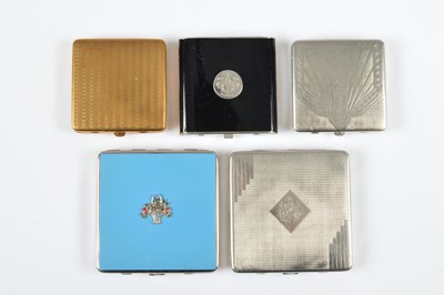 Lot 699 - Five square Dubarry 1930s compacts