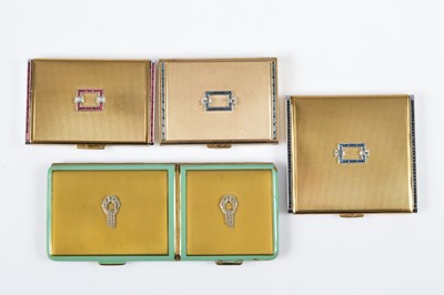 Lot 709 - Four gilt metal continental Art Deco compacts