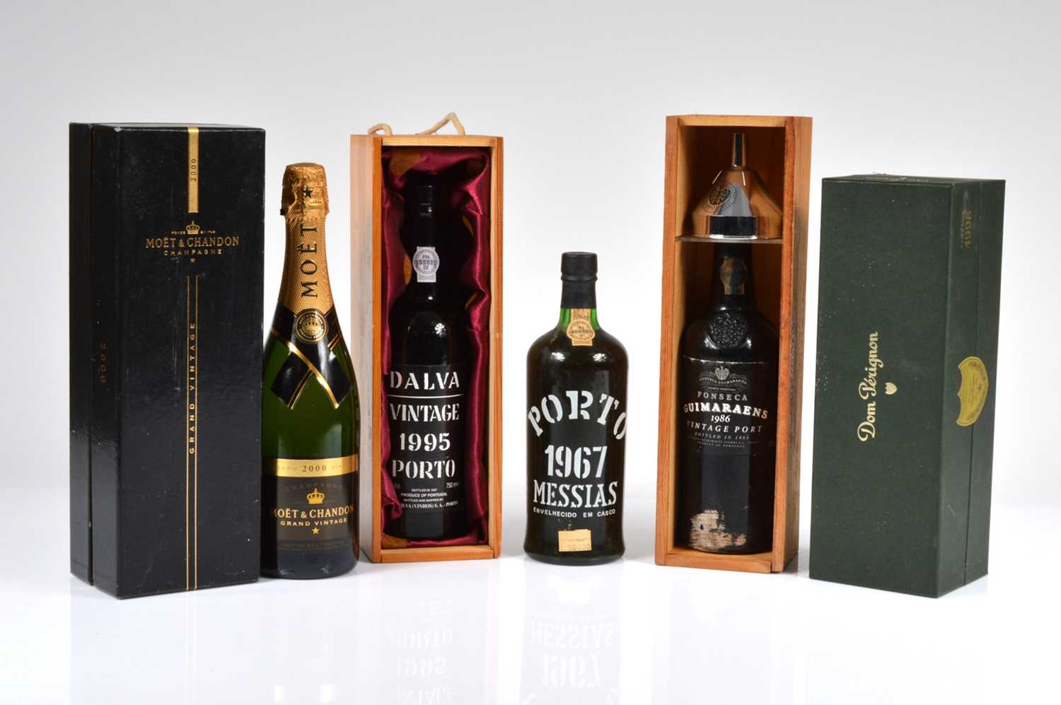Lot 734 - A collection of two Champagnes and three Ports
