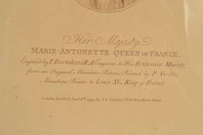 Lot 2 - Francesco Bartolozzi R.A. after Pierre-Noel Violet (1749-1819) "Marie Antoinette, Queen of France"