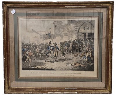 Lot 4 - A scarce contemporary hand-coloured aquatint depicting the Storming of the Bastille 1789