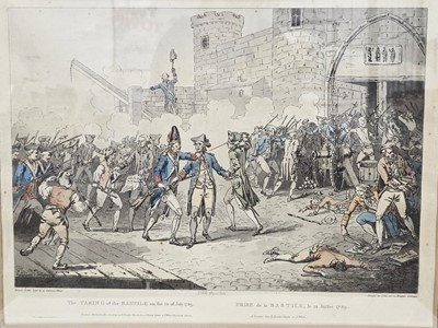 Lot 4 - A scarce contemporary hand-coloured aquatint depicting the Storming of the Bastille 1789