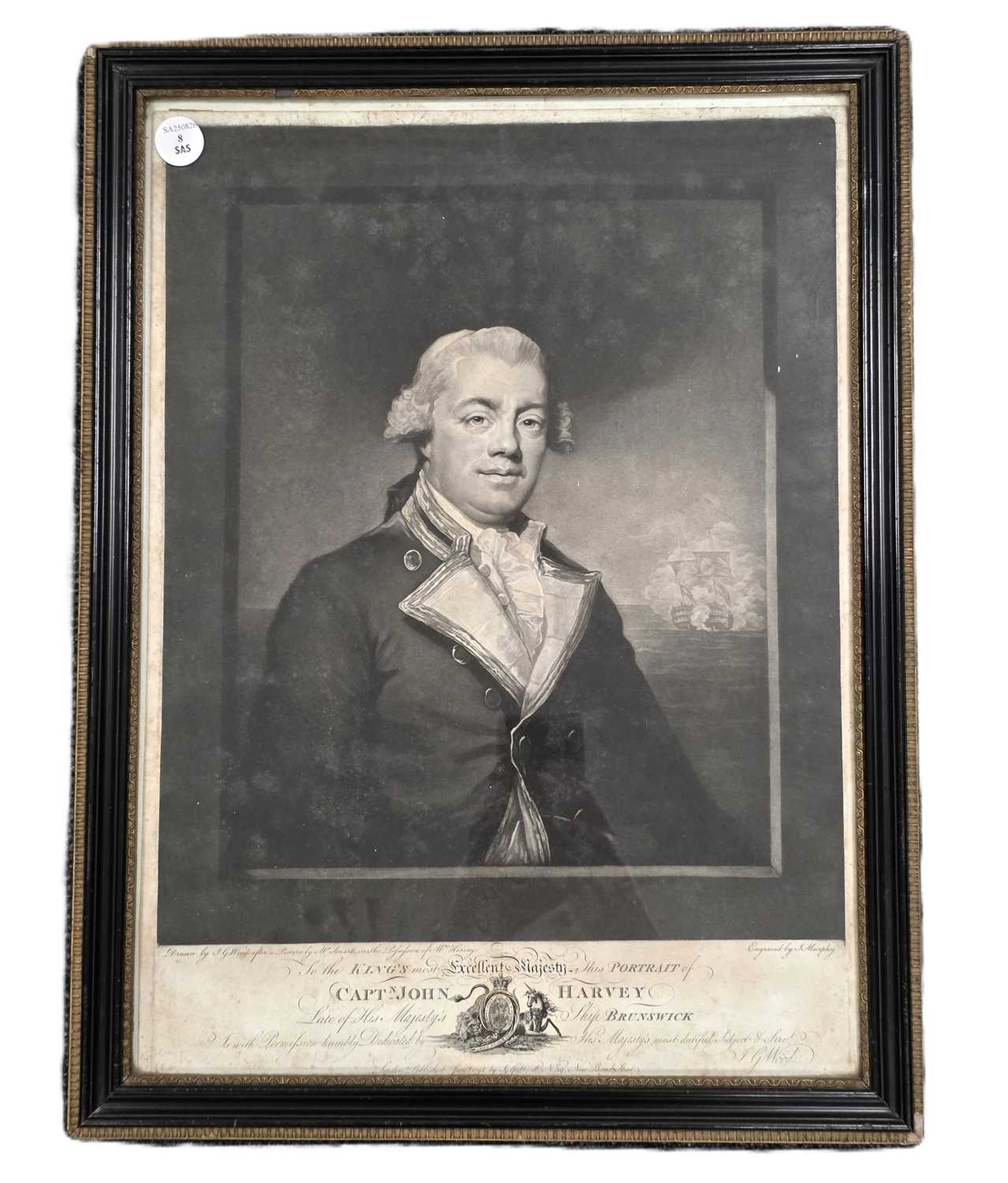 Lot 8 - Captain John Harvey (1740–1794) mezzotint by John Murphy after John George Wood and Gilbert Stuart (1755-1828)