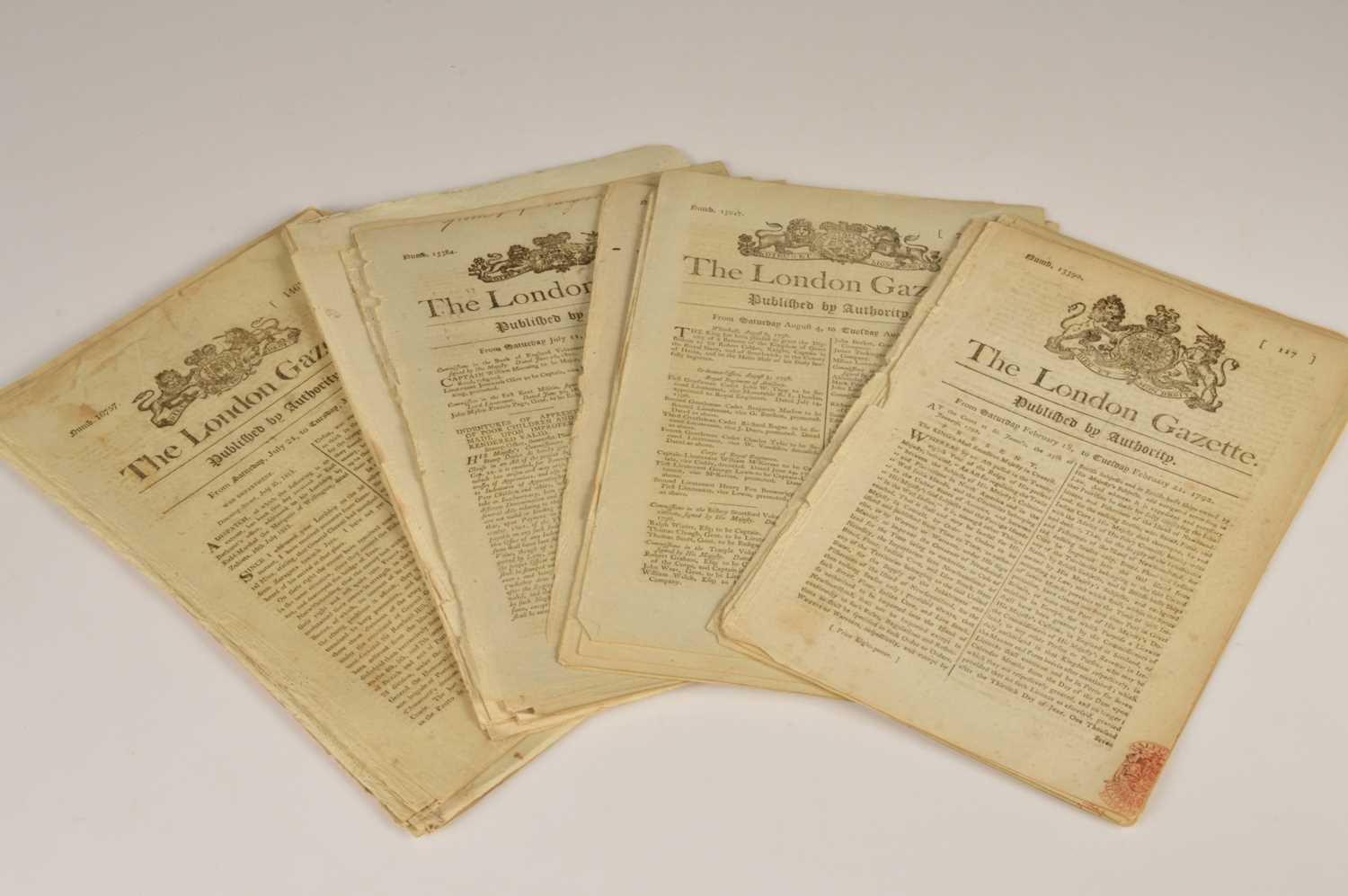 Lot 11 - A quantity of Napoleonic era issues of the 'London Gazette' circa 1792-1813