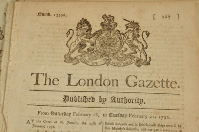 Lot 11 - A quantity of Napoleonic era issues of the 'London Gazette' circa 1792-1813