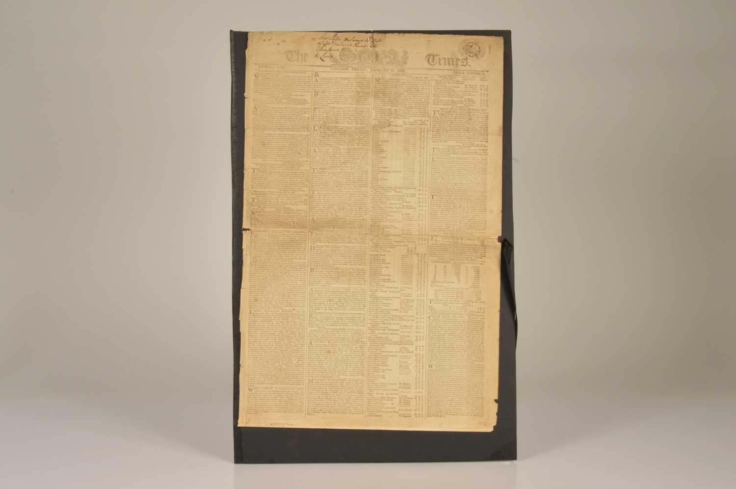 Lot 14 - The Times' Newspaper No. 6629 London Friday January 10 1806 a very rare original issue reporting Admiral Lord Nelson’s Funeral