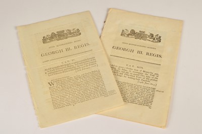 Lot 15 - Two George III Acts of Parliament relating to Admiral Nelson
