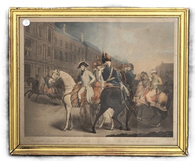 Lot 23 - "Bonaparte Reviewing the Consular Guards: La Revue du Quintidi" Aquatint with original hand colour