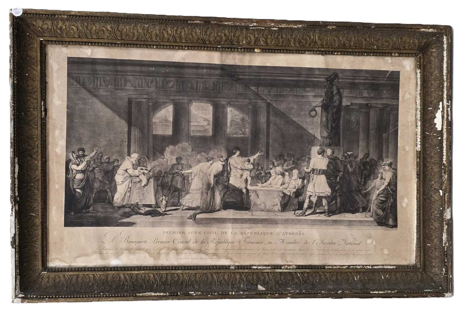 Lot 24 - Rare allegorical Napoleonic Era print depicting "Premier Acte Civil de la République d'Athènes"
