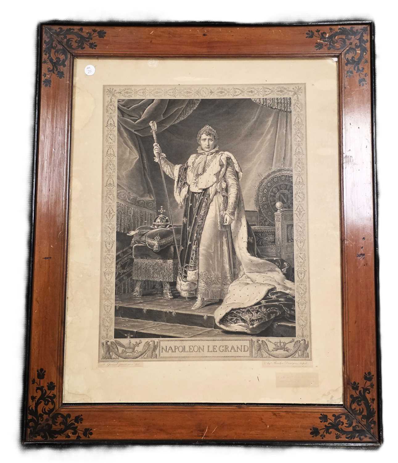 Lot 25 - A highly important print of Napleon as Emperor after Baron François Gérard (1770-1837) dedicated by the painter Gérard to the engraver