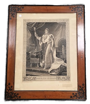 Lot 25 - A highly important print of Napleon as Emperor after Baron François Gérard (1770-1837) dedicated by the painter Gérard to the engraver